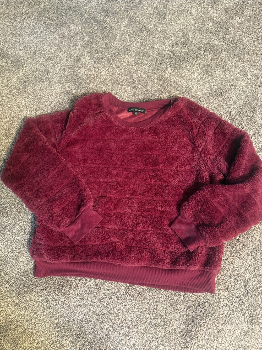 Almost Famous Maroon Plush Crewneck Sweater